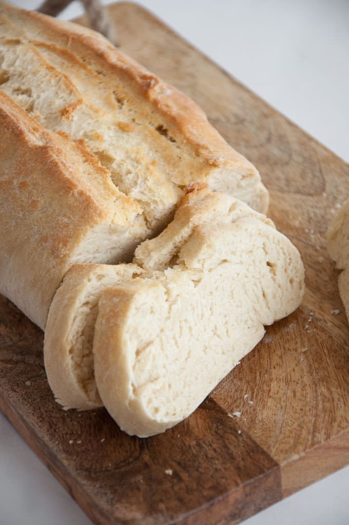 A loaf of Basic White Bread cut in slices