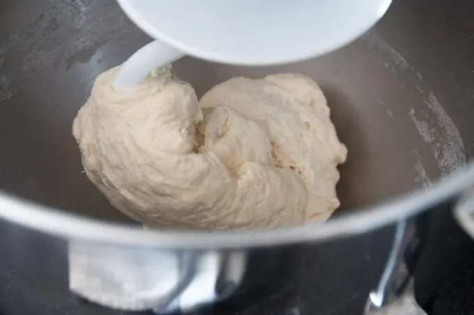 kitchen machine kneading the bread dough