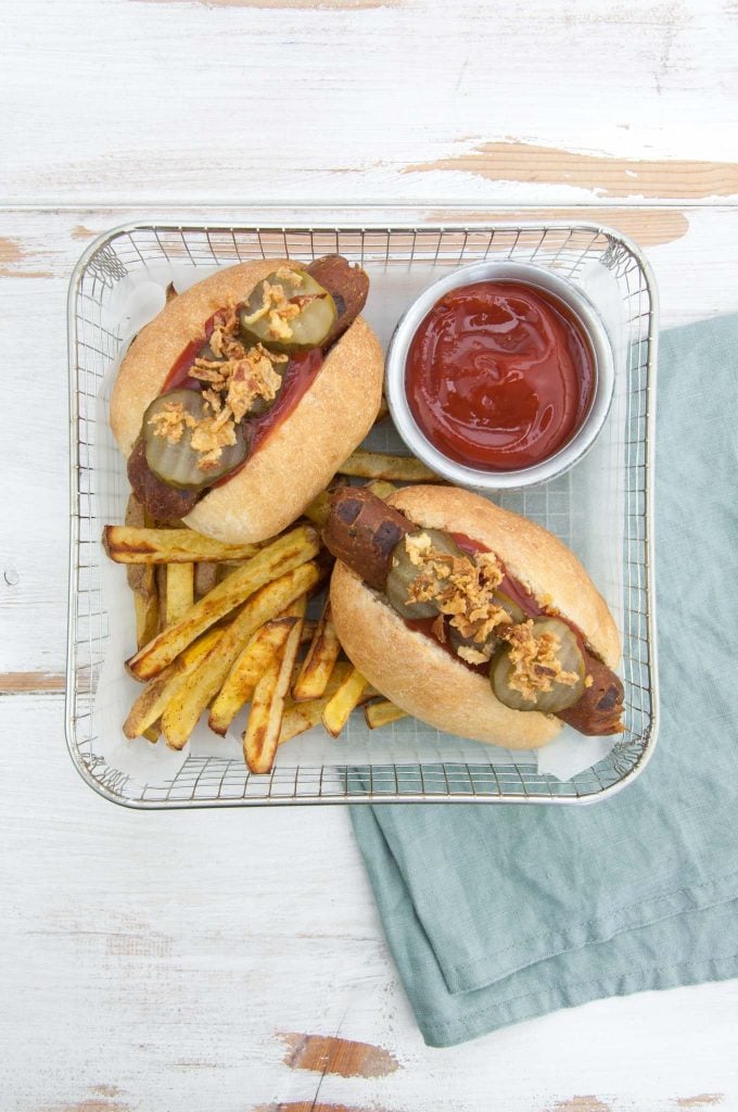 Vegan Hot Dogs with Homemade Seitan Sausages