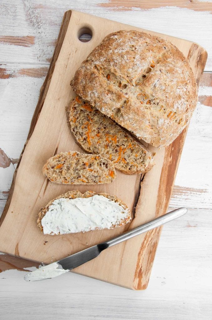 Carrot Bread with vegan cream cheese