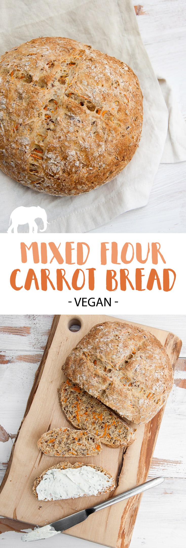 Mixed Flour Carrot Bread | ElephantasticVegan.com #vegan #bread #carrot #carrotbread