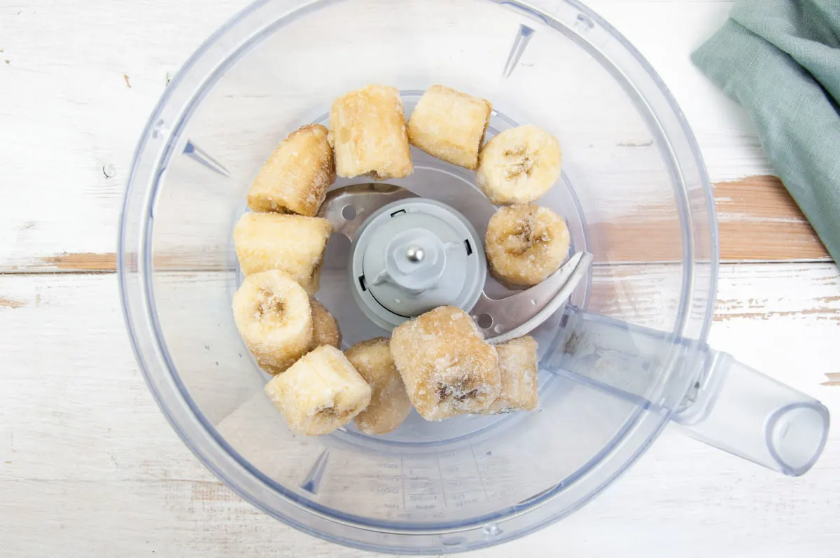 frozen banana chunks in food processor