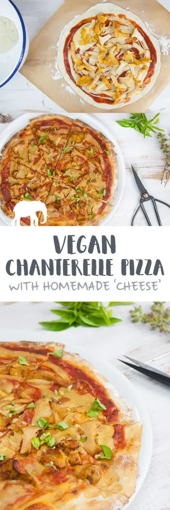 Vegan Chanterelle Pizza with homemade Cheese | ElephantasticVegan.com