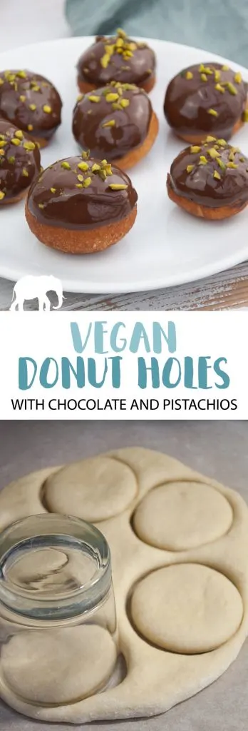 Vegan Donut Holes with chocolate and pistachios