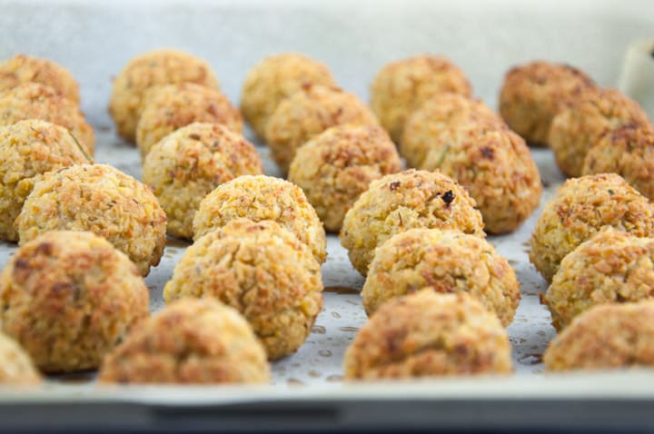 falafel on a baking tray