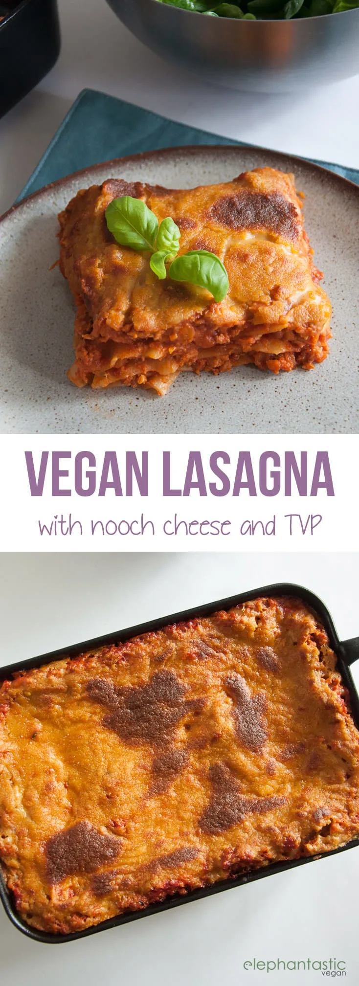 Vegan Lasagna with Nooch Cheese | ElephantasticVegan.com