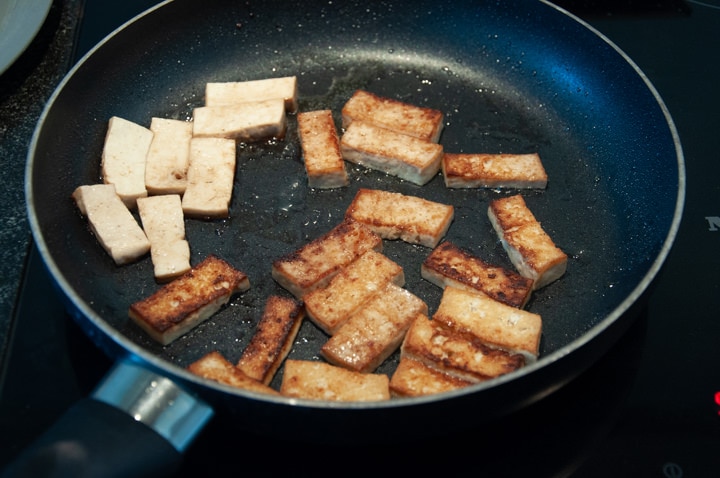 tofu in pan