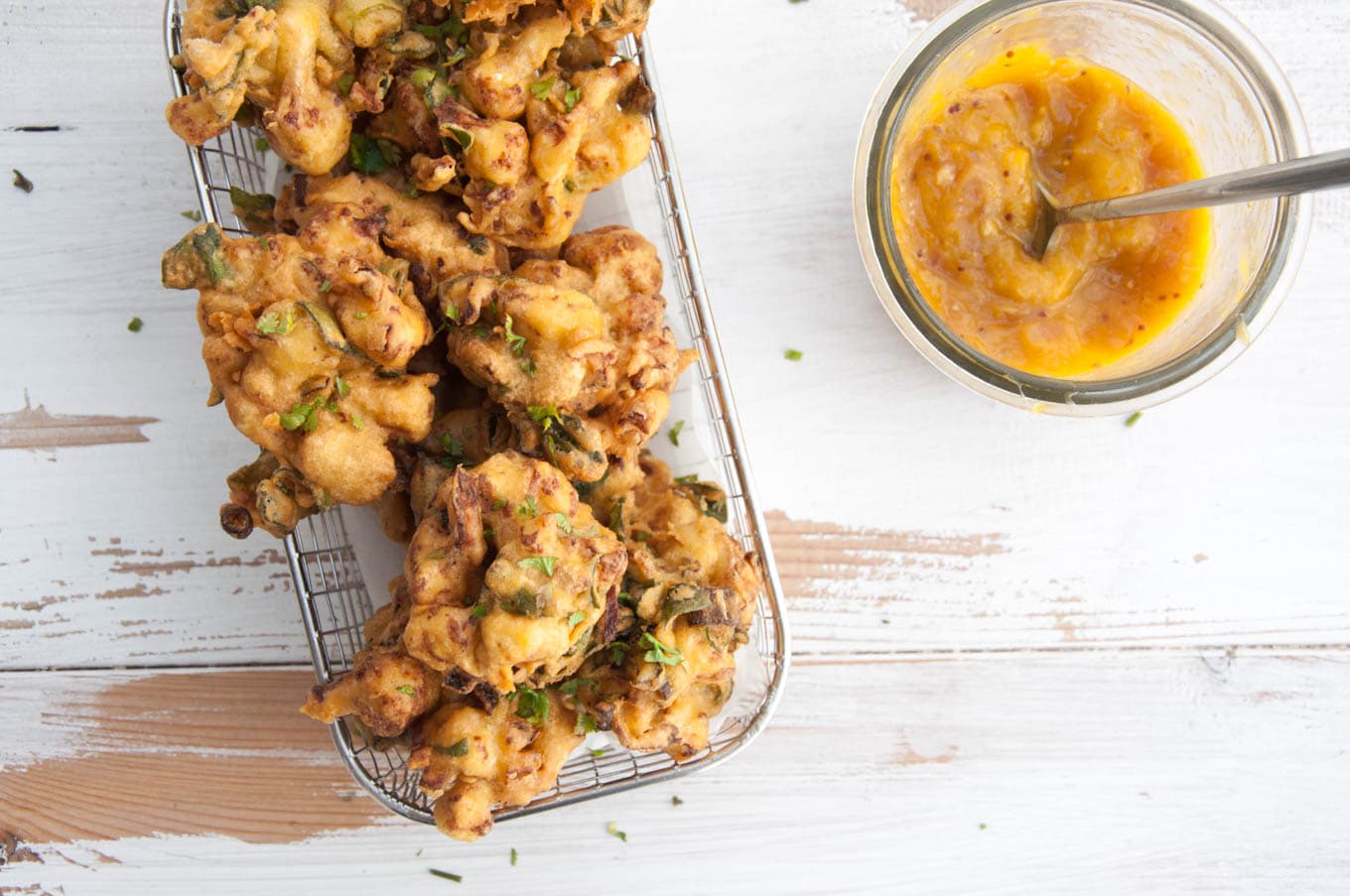 Vegetable Pakoras with Mango Chutney Recipe | Elephantastic Vegan