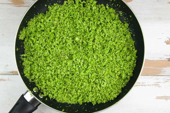 Shredded Broccoli in pan