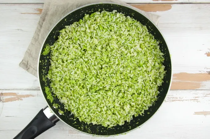 Broccoli Rice in a pan