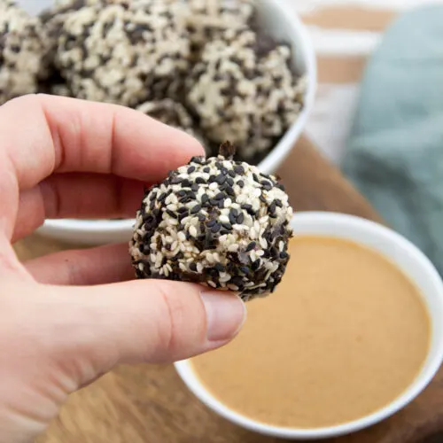 Sushi Rice Balls and Peanut Wasabi Dip