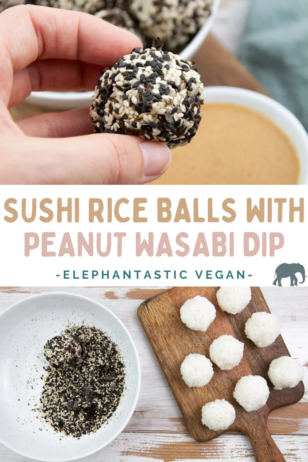 Sushi Rice Balls and Peanut Wasabi Dip