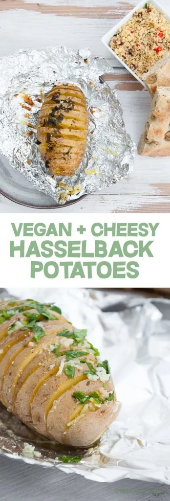 Cheesy Hasselback Potatoes | ElephantasticVegan.com