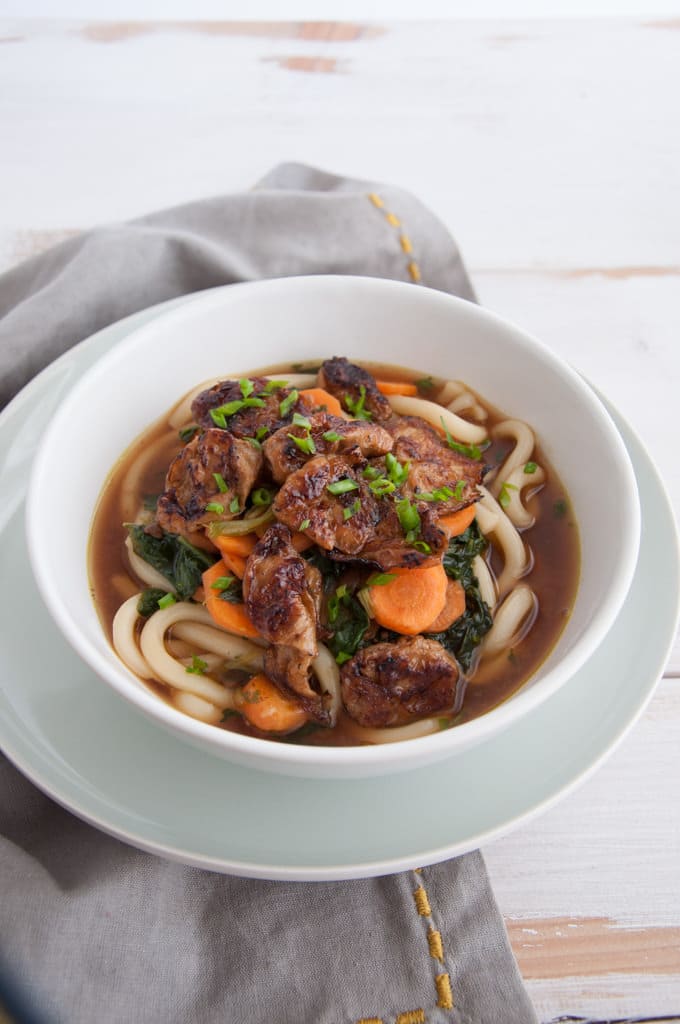 Miso Udon Noodle Soup with Mock Abalone | ElephantasticVegan.com