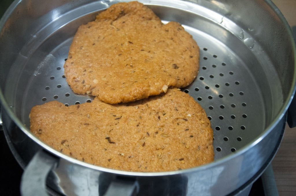 Seitan Steaks steaming