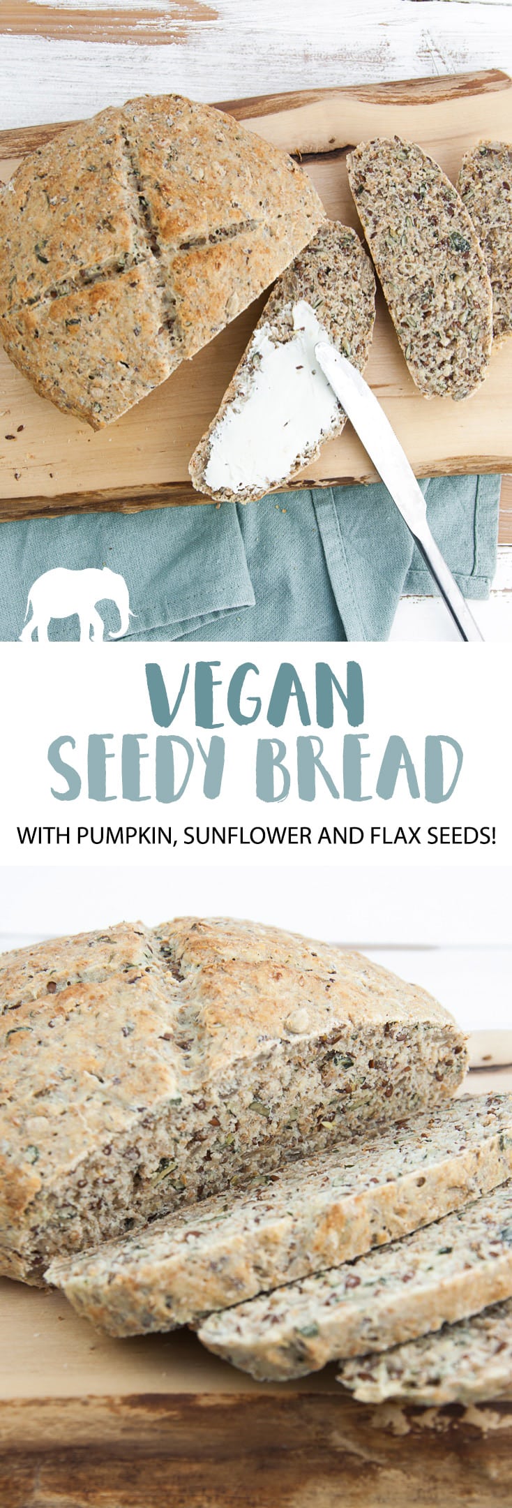 Vegan Seedy Bread | ElephantasticVegan.com #vegan #bread #seed #pumpkin #sunflower #flax