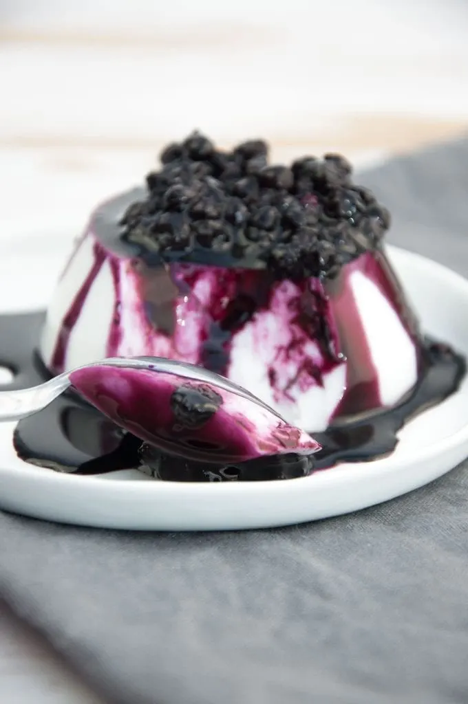 Vegan Coconut Panna Cotta with Blueberry Topping