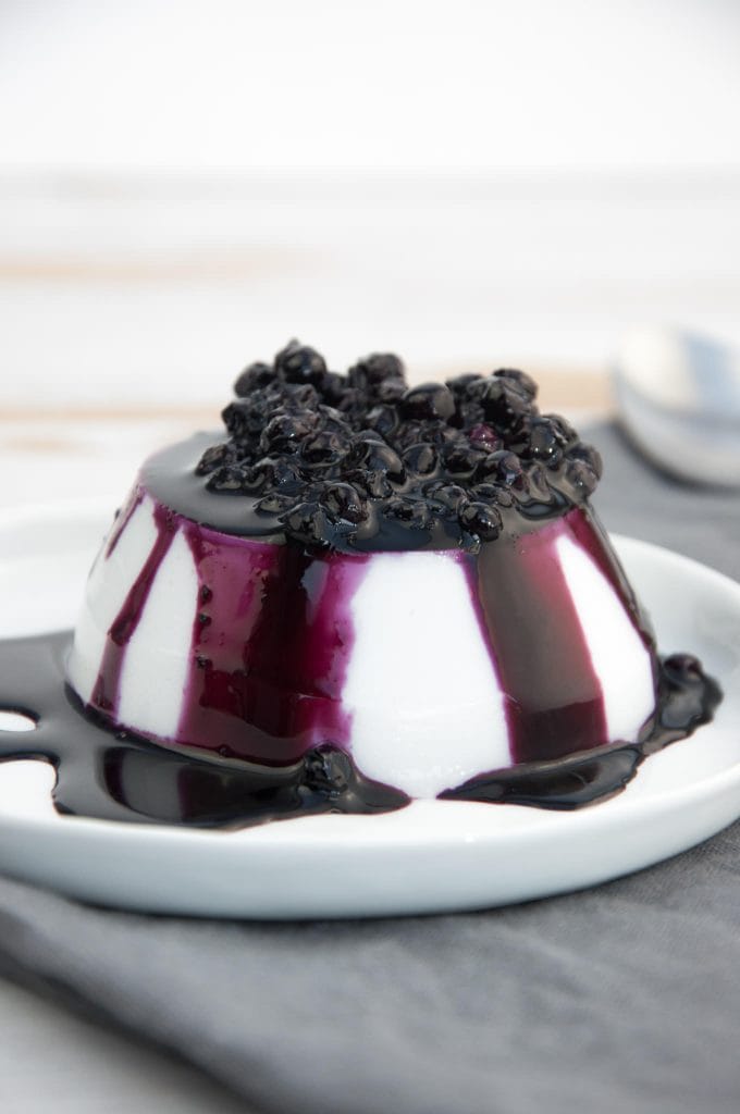 Vegan Coconut Panna Cotta with Blueberry Topping