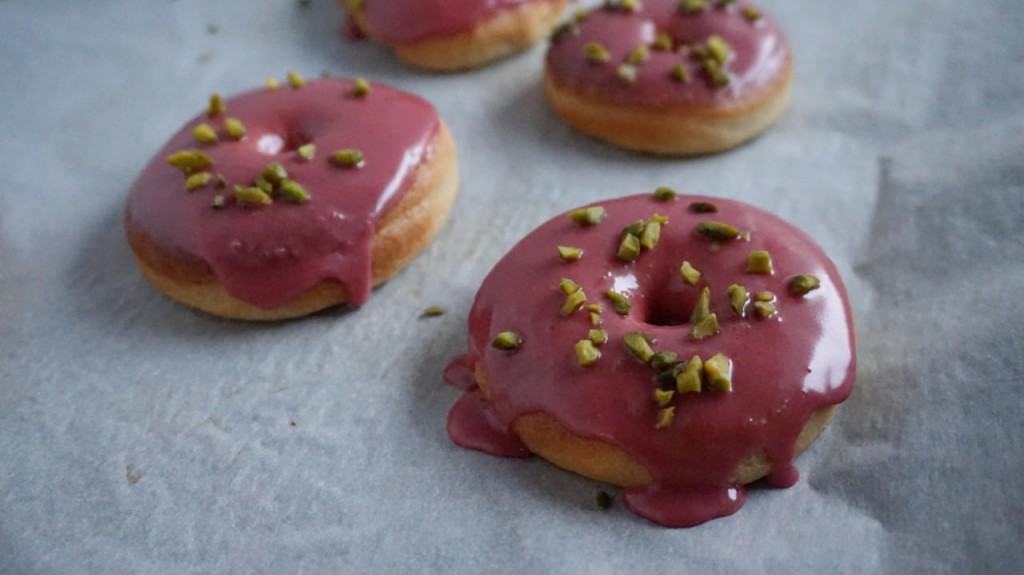 vegan donut with rosewater glazing