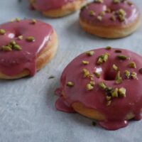 vegan donut with rosewater glazing
