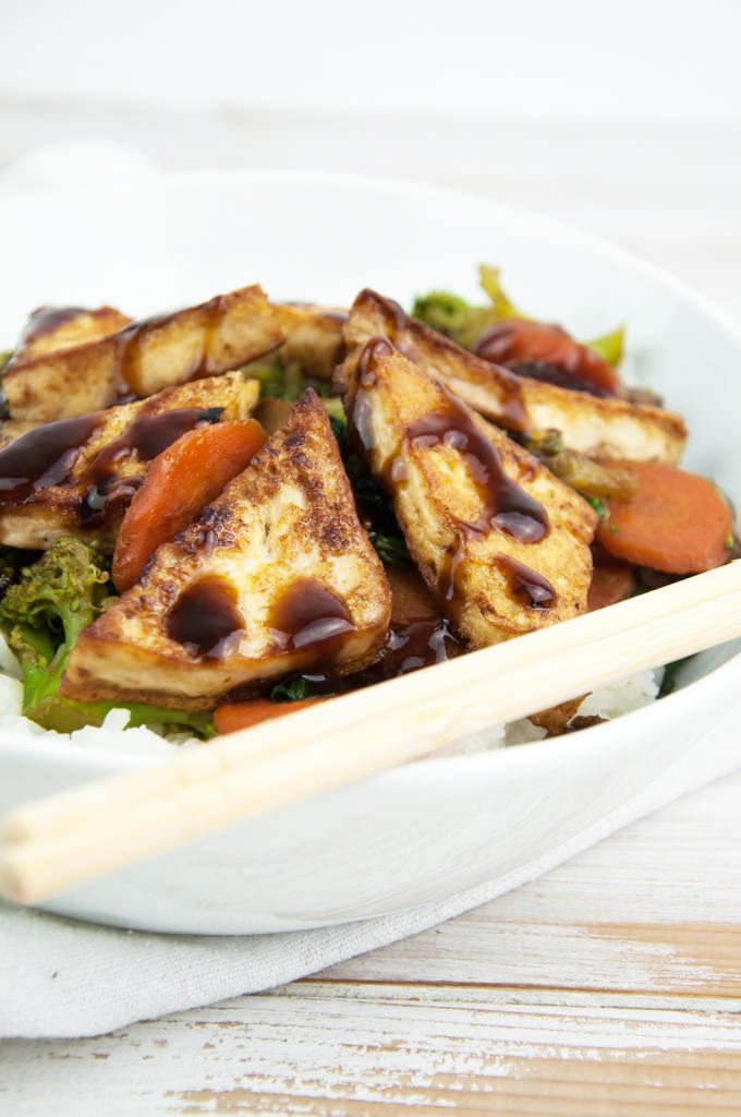 Hoisin-Glazed Tofu Stir-Fry with White Rice