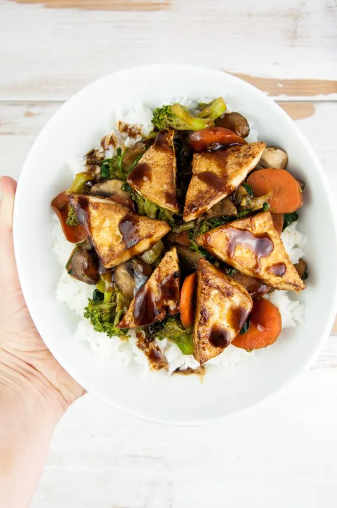 Hoisin-Glazed Tofu Stir-Fry with White Rice