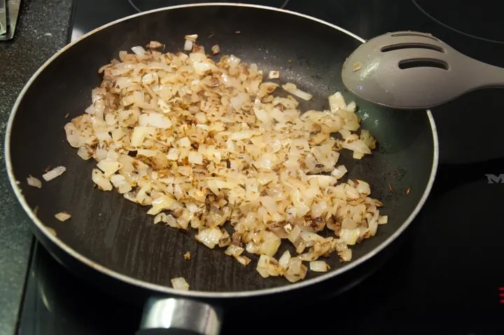 onions in pan