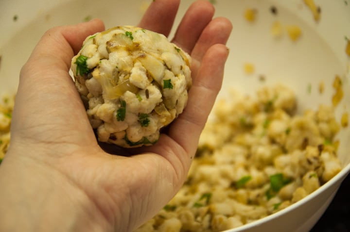 forming bread dumplings