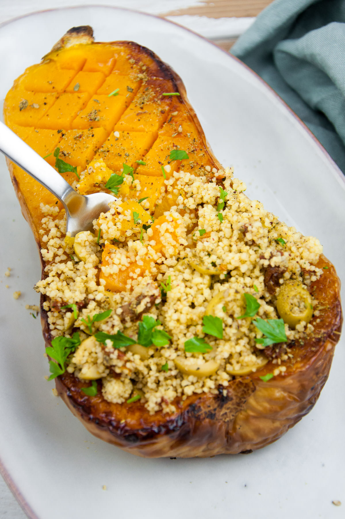 Couscous Stuffed Butternut Squash