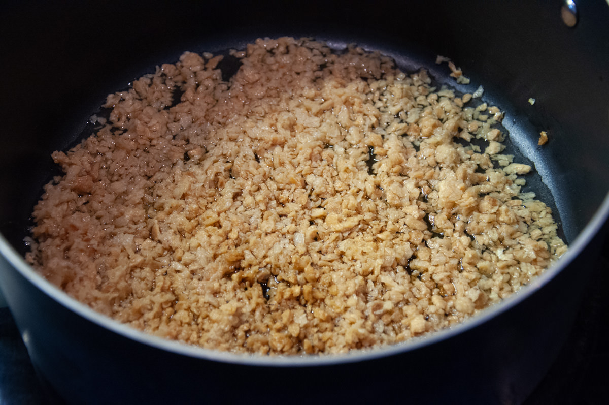 soy granule in a pot