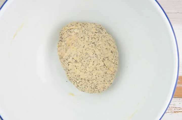 poppy seed crackers dough in a bowl