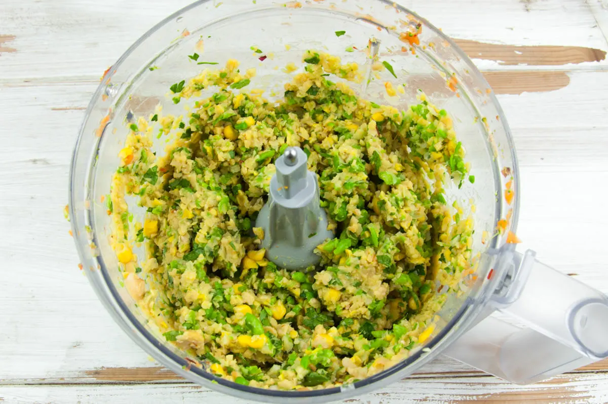 veggie ball mixture in food processor