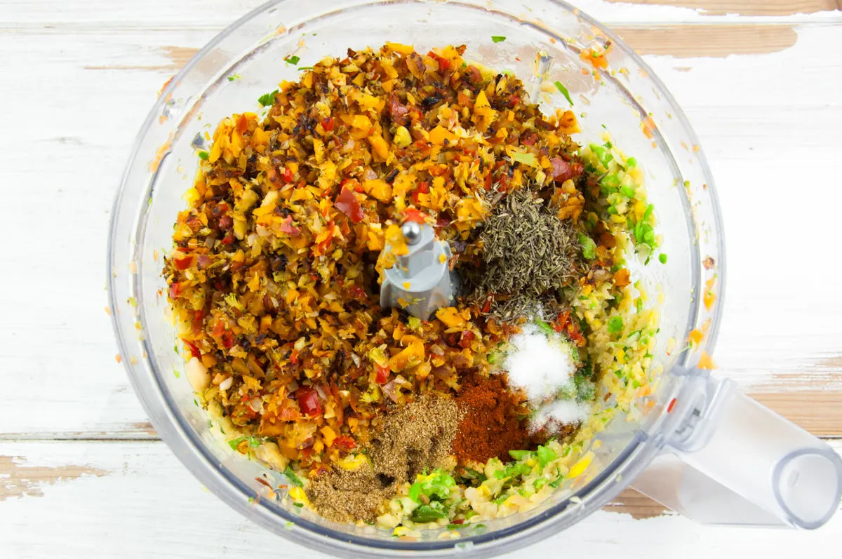 veggie ball mixture in food processor