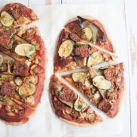 Vegan Whole Wheat Roasted Veggie & Tempeh Pizza