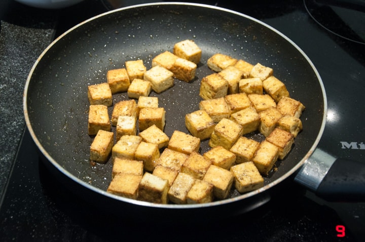 tofu in pan