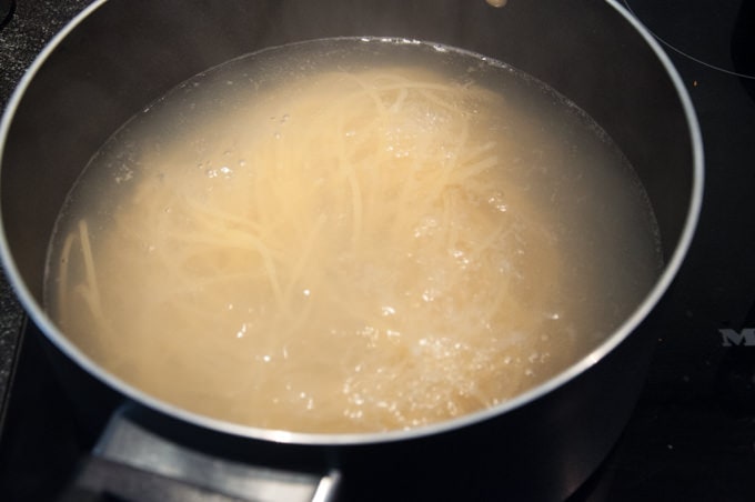 pasta in water