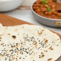 Vegan Sesame Naan with chickpea curry