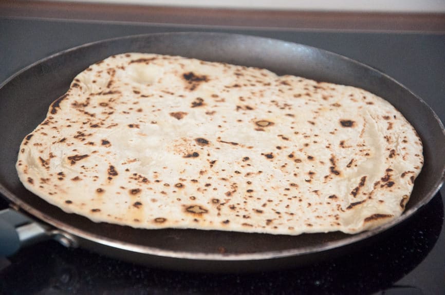 Sesame Naan in the pan