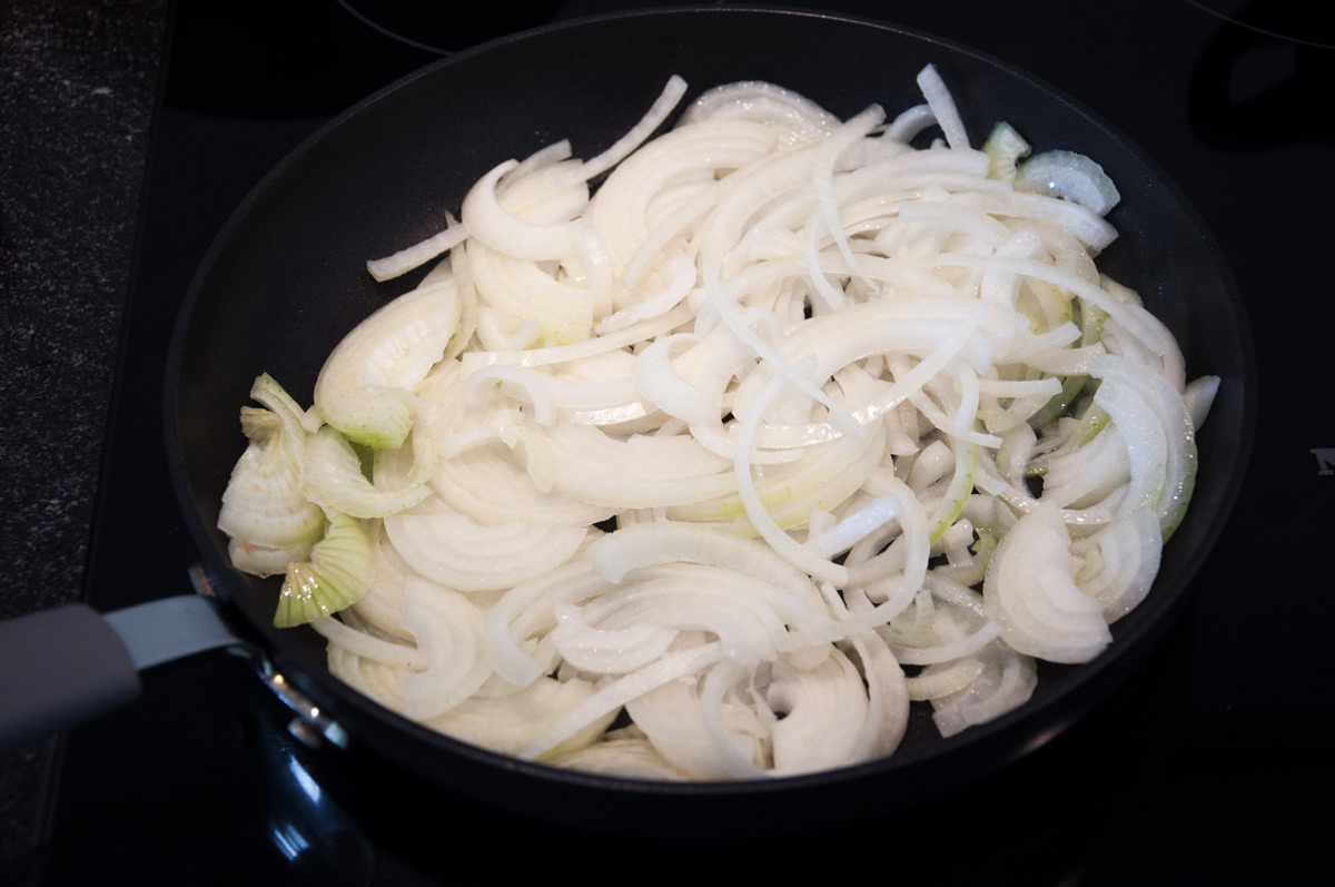 onions in pan