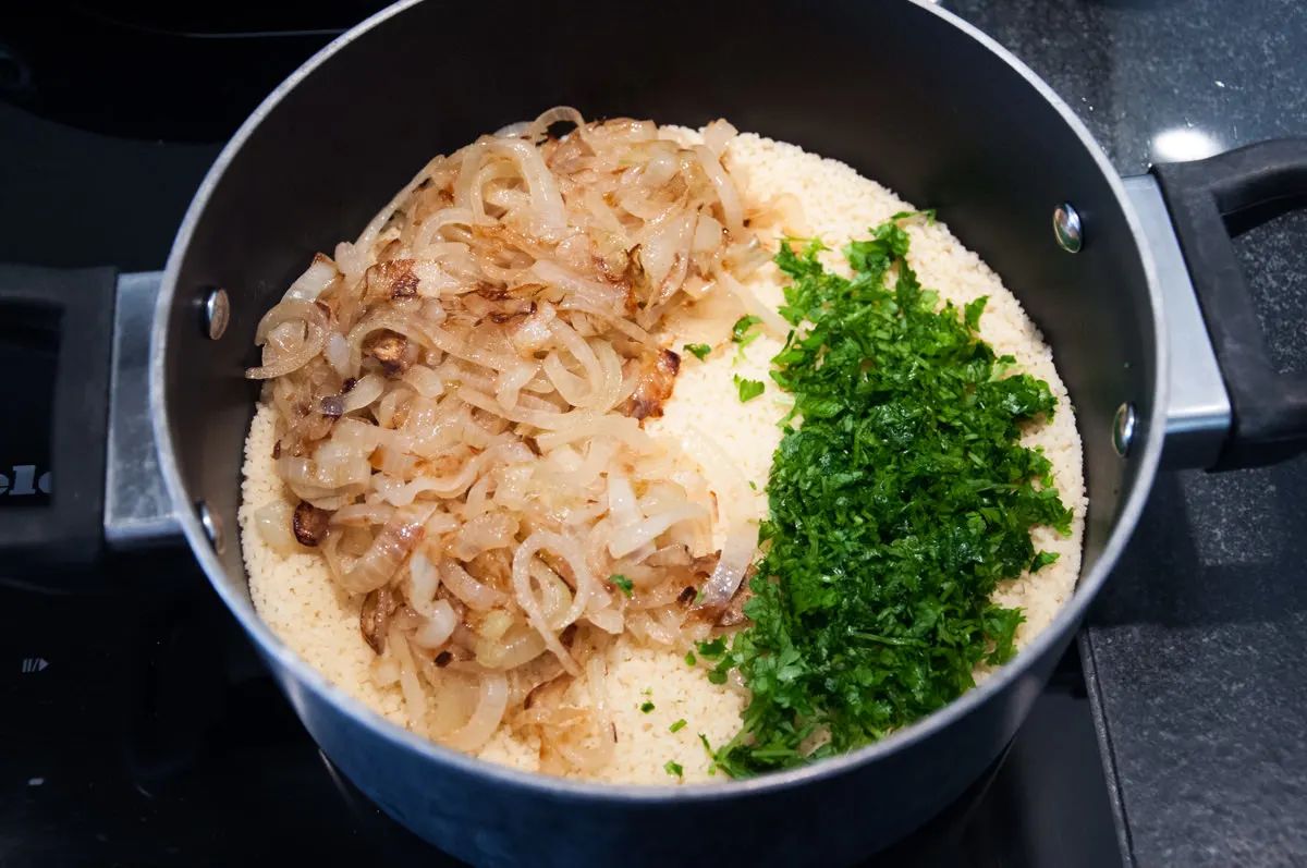 couscous with parsley and onions