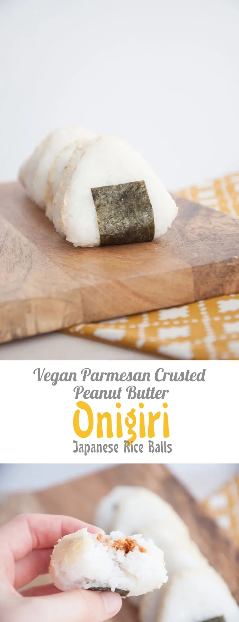 Vegan Parmesan Crusted Peanut Butter Onigiri (Japanese Rice Balls)