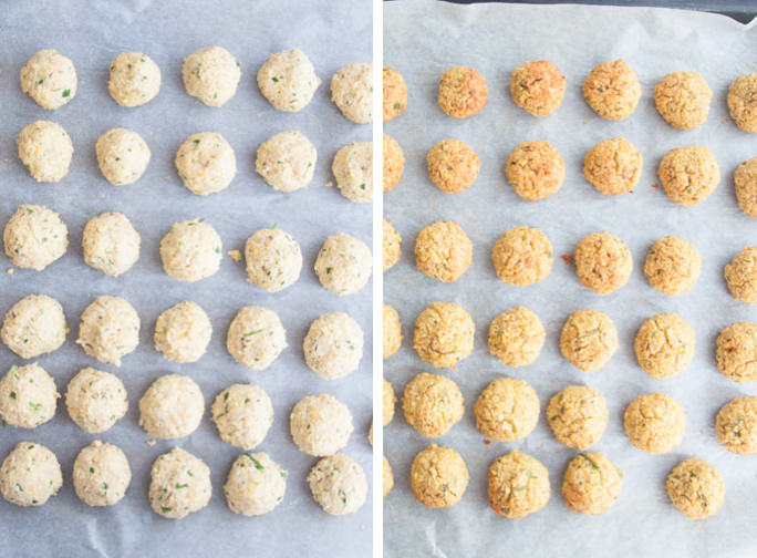 Falafel before and after baking