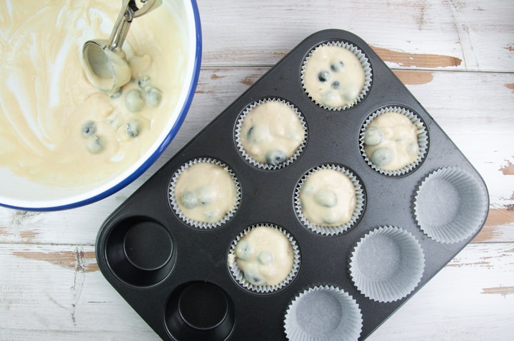 Baking Vegan Blueberry Marzipan Muffins