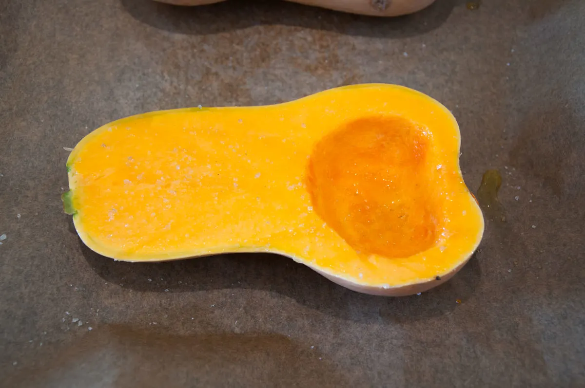 butternut squash brushed with olive oil and sprinkled with salt