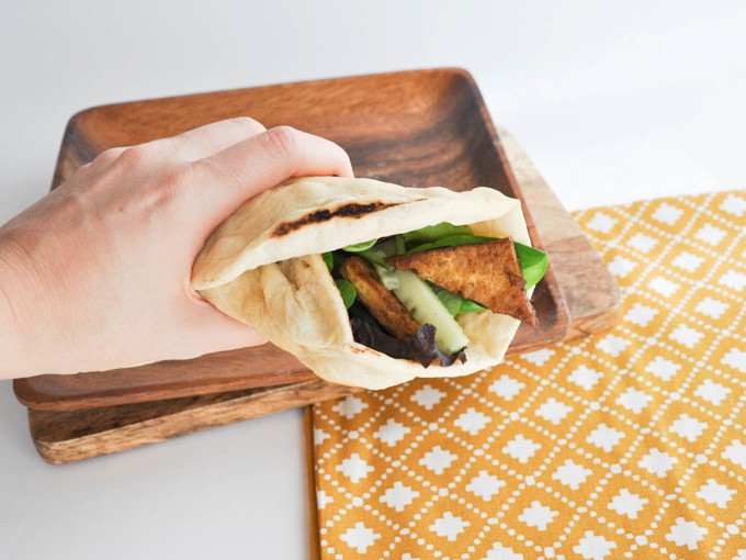 Vegan Crispy Tofu Wrap with homemade fluffy tortillas | ElephantasticVegan.com