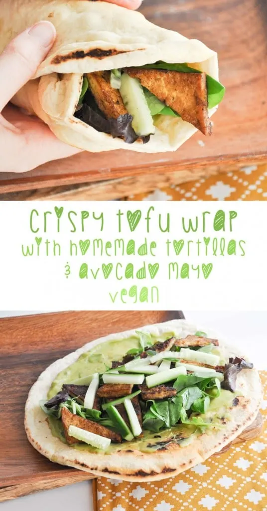 Vegan Crispy Tofu Wrap with homemade fluffy tortillas | ElephantasticVegan.com