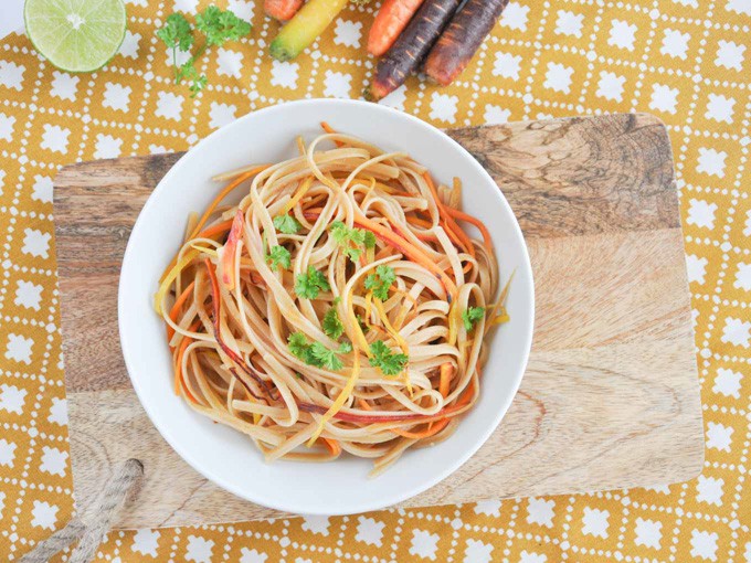 Lime Rainbow Linguine | ElephantasticVegan.com