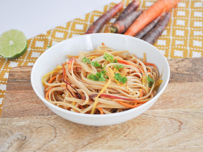 Lime Rainbow Linguine | ElephantasticVegan.com