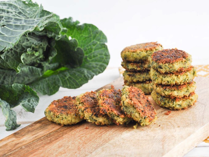 Homemade falafel with collard greens