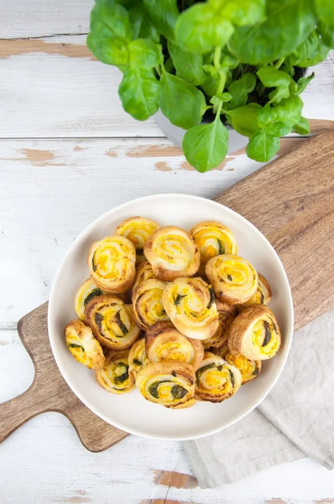 vegan pumpkin basil pinwheels on a plate